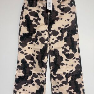 12th Tribe Black and Tan Patterned Wide Leg Jeans